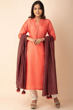 Semi Formal Long Kurti With Printed Dupatta