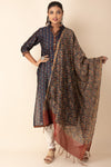 Silk High Neck Kurti with Printed Dupatta