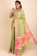 Tissue Cotton Saree With Dollar Booti Work