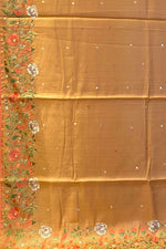 Tussar Saree In Dark Beige Colour