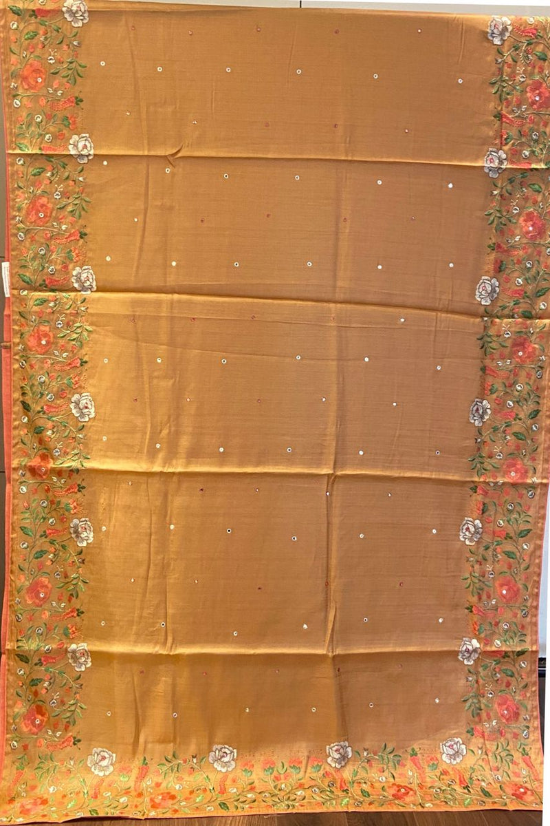 Tussar Saree In Dark Beige Colour