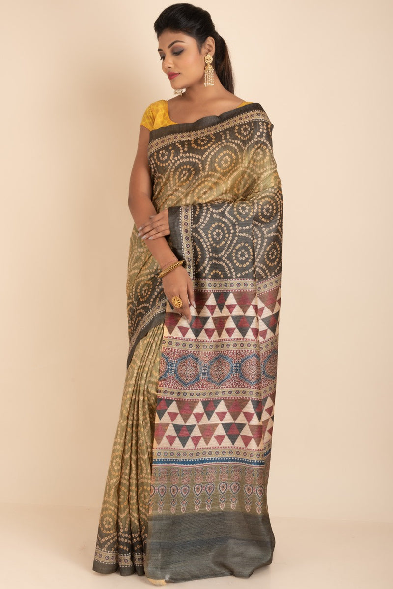 Tussar Saree With Chundari Prints All Over