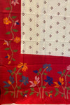 Tussar Saree in Red & White