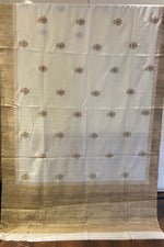 White Tussar Saree with Zari Booti