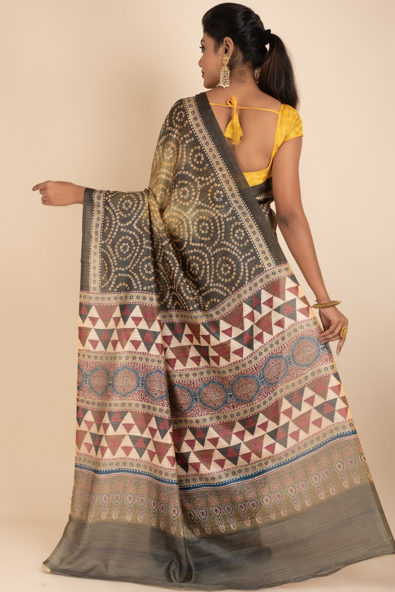 Tussar Saree With Chundari Prints All Over