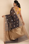 Black Chanderi Silk Saree With Big Booti