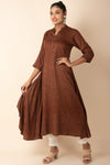 A Cut Long Kurti on Printed Cotton Fabric